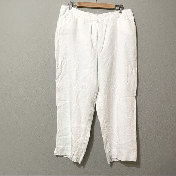 Jones New York White 100% Linen Slacks Pants Womens 16 Beachy Lagenlook Natural - Picture 1 of 7